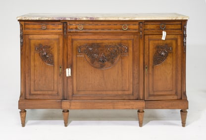 Louis XVI Style Marble Top Sideboard / Enfilade