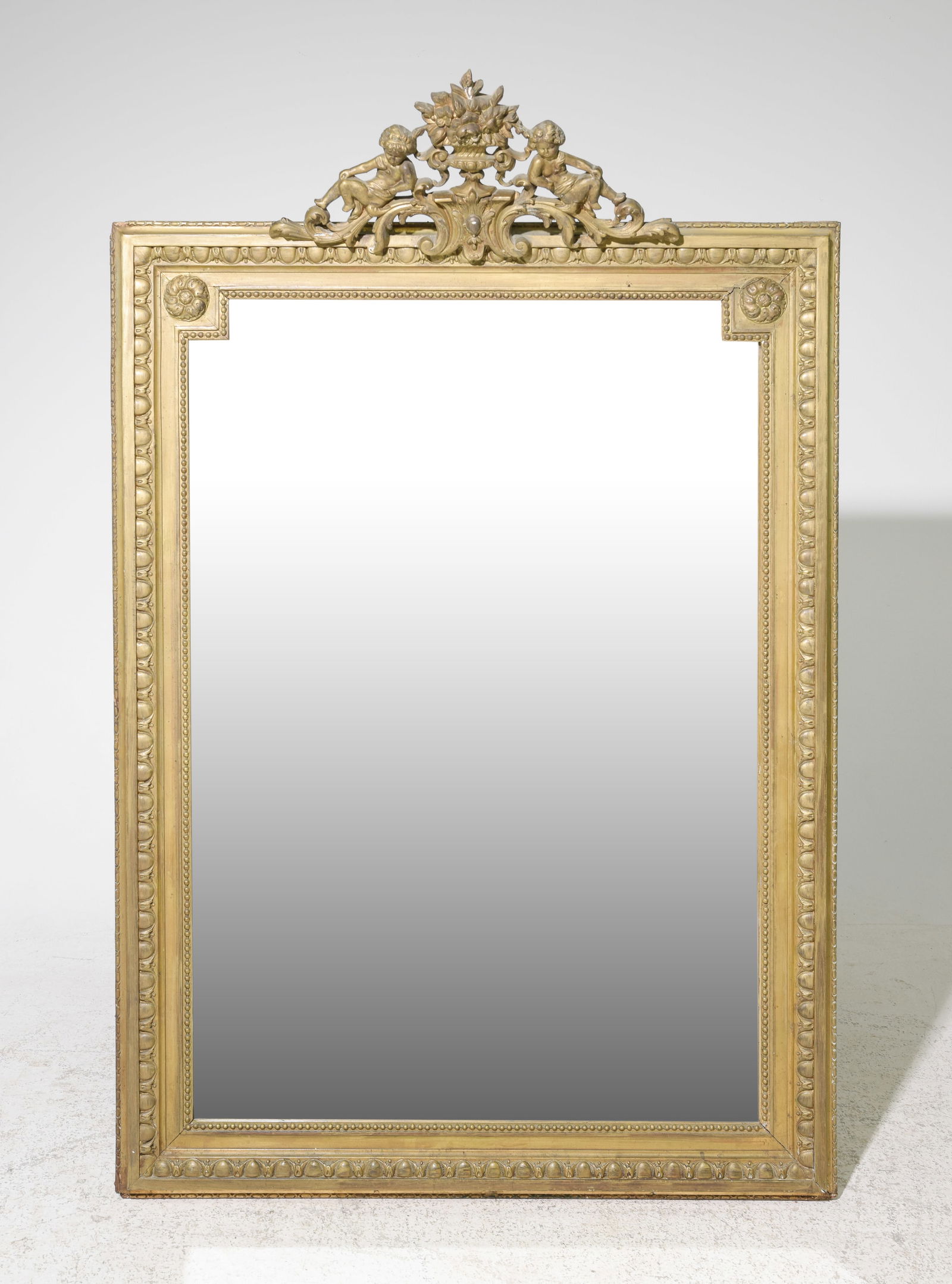 Louis XVI Style Gold Framed Mirror: French Louis XVI Style Gold Framed Mirror - 61.5 in tall x 40 x 3