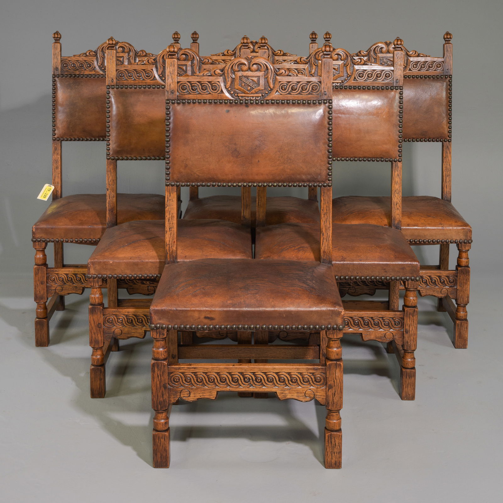 Renaissance Style Carved Oak Set of 6 Chairs (1 of 4)