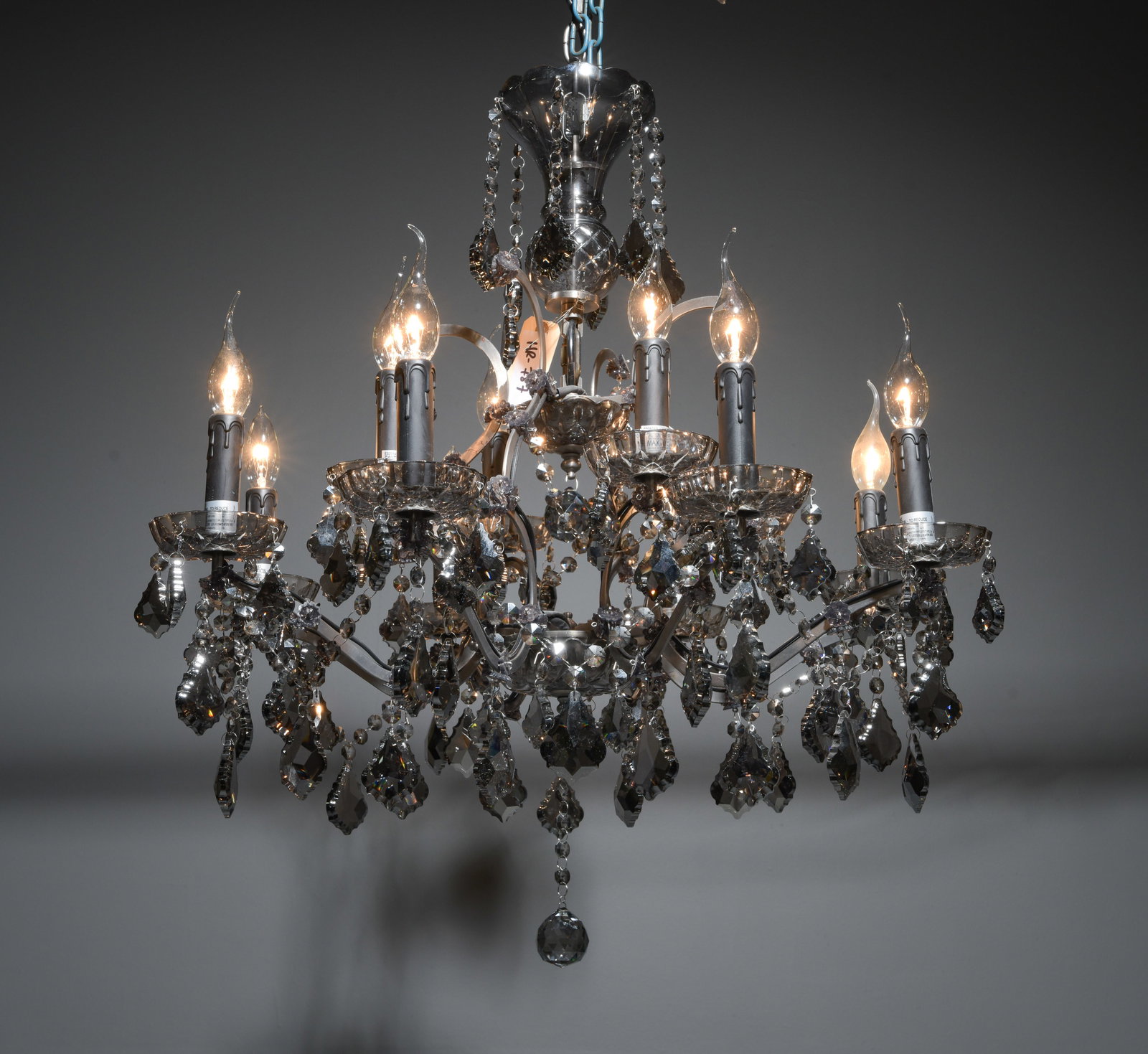 Neo-Classical Style 12 Light Chandelier with Prisms (1 of 4)