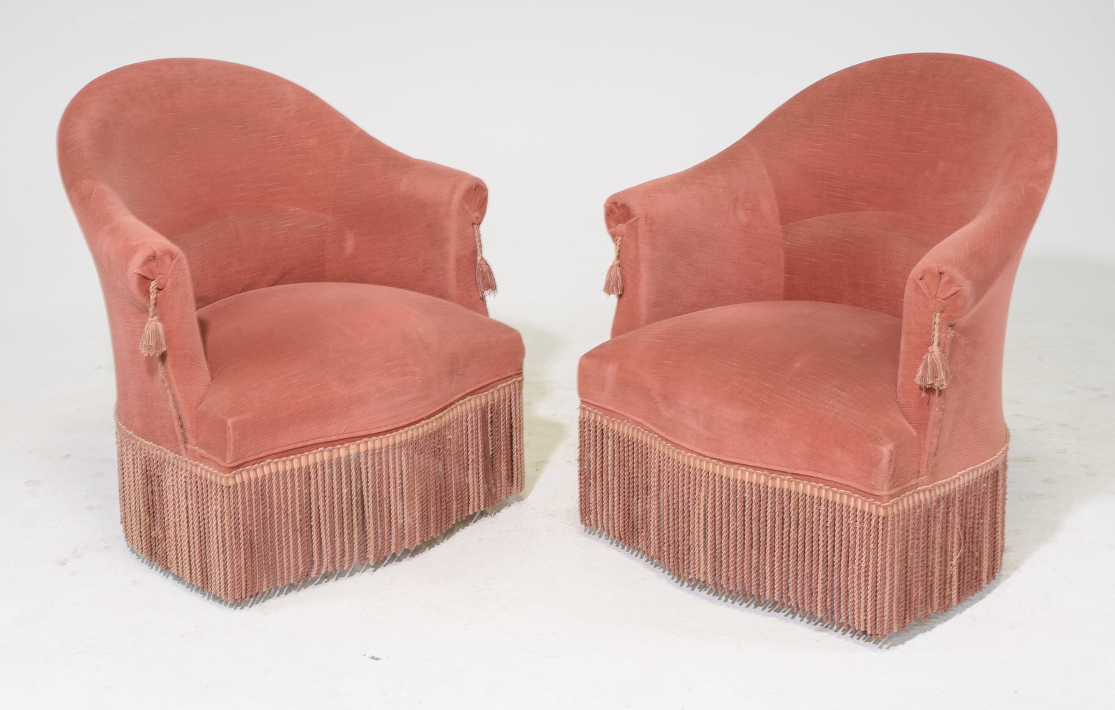 Napoleon III Style Pair of Crapeau / Bergere Chairs: French Napoleon III Style Pair of Crapeau / Bergere Chairs - 29 in tall x 24 x 27 each with a seat height of 14 inches