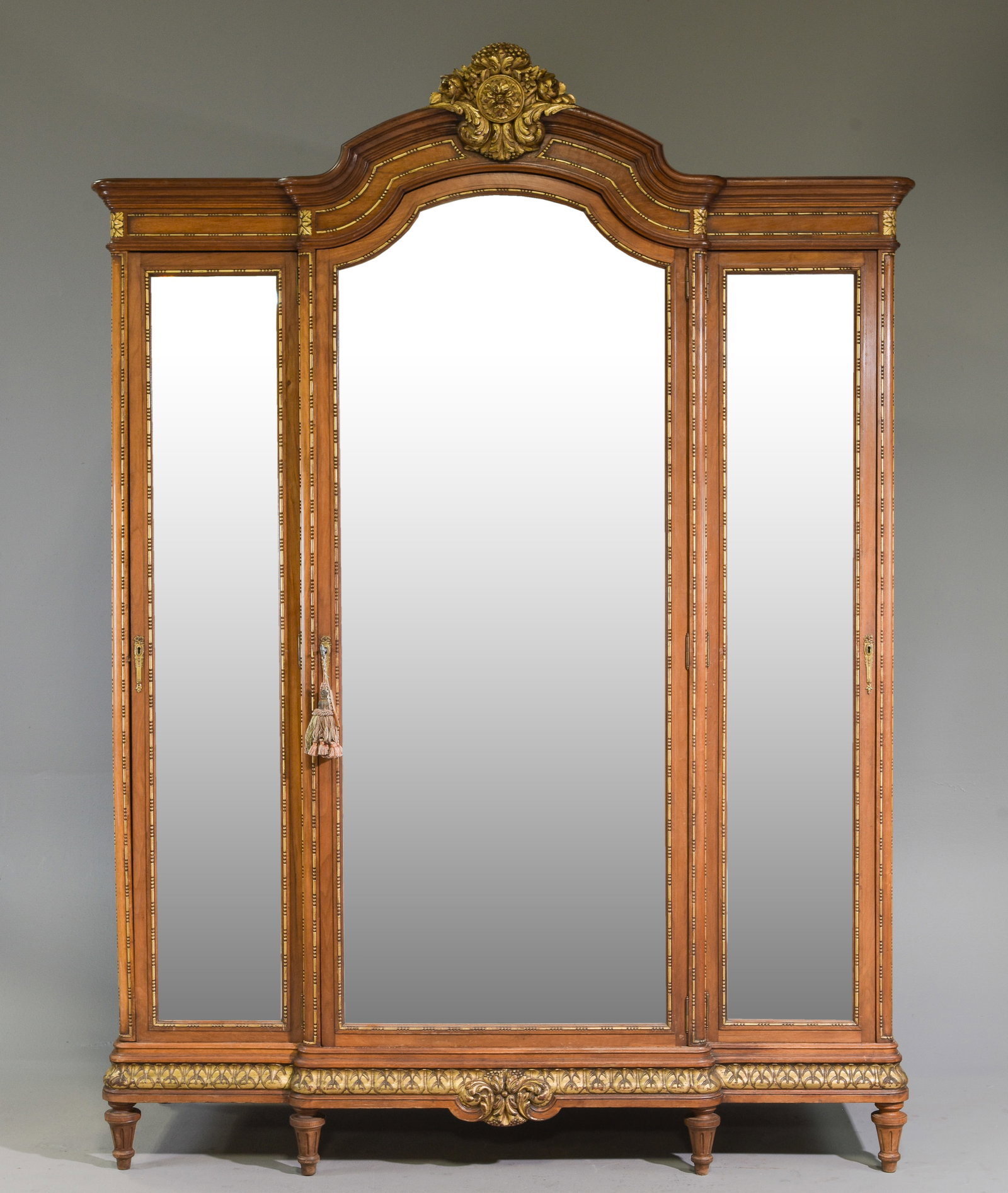 Louis XVI Style Triple Mirror Door Armoire (1 of 8)