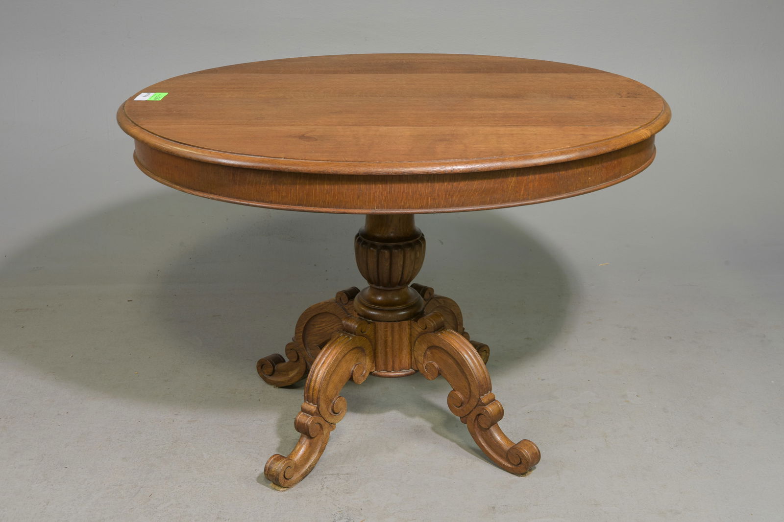 French Oak Pedestal Base Entry Table (1 of 6)