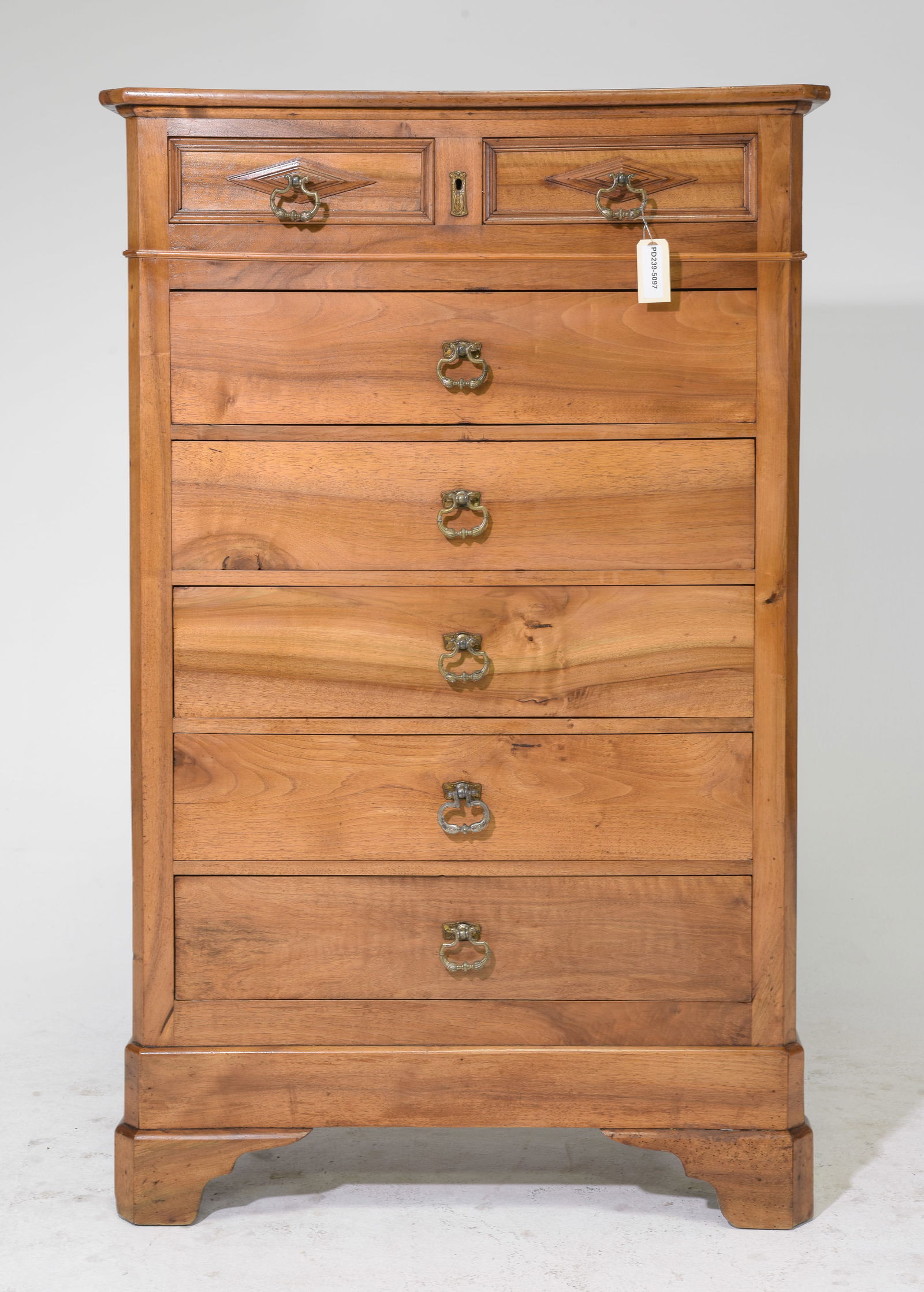 French Tall Walnut Seven Drawer Chest (1 of 8)