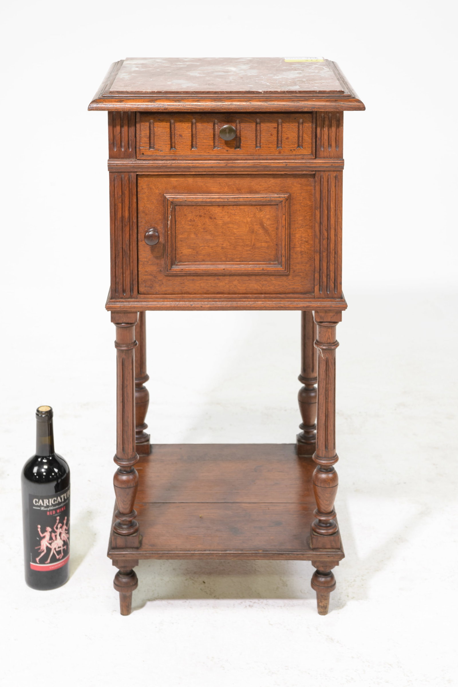 Louis XVI Style Inset Marble Top Nightstand #2: French Louis XVI Style Inset Marble Top Nightstand / Occasional Cabinet - 34 in tall x 16.5 x 16.5