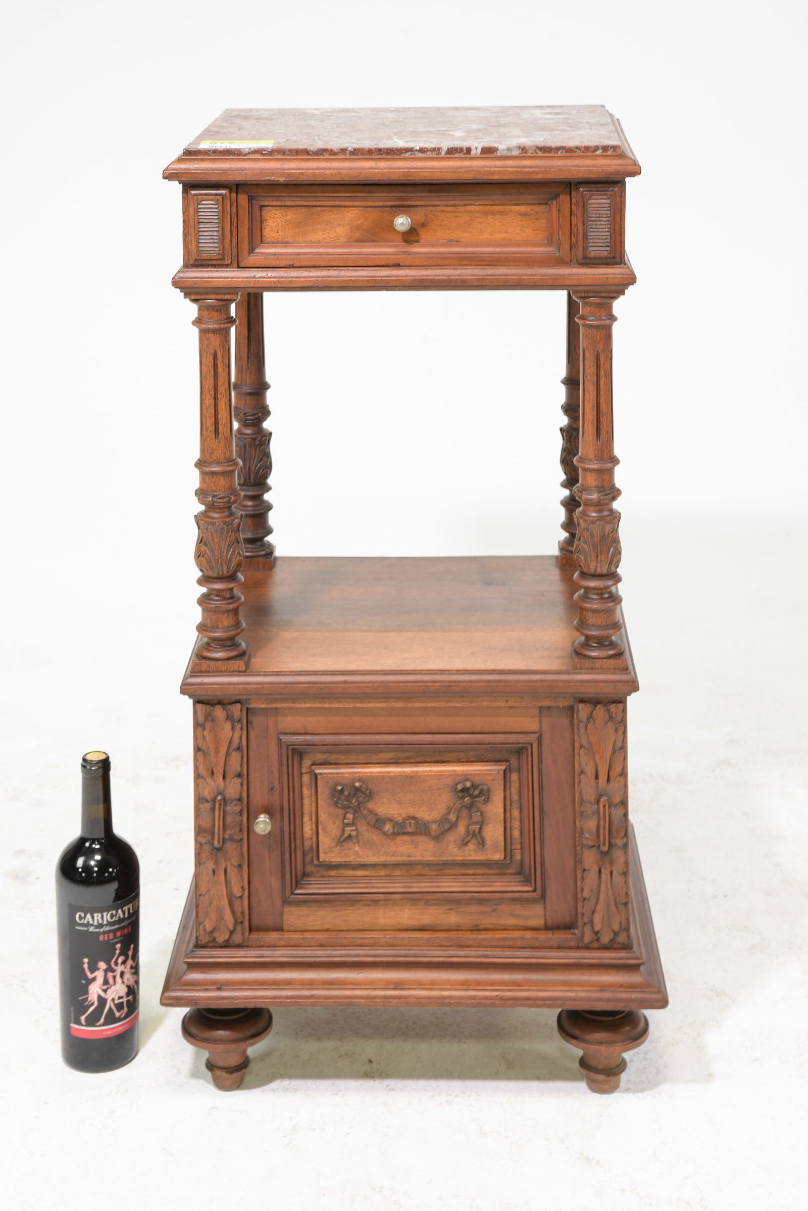 Louis XVI Style Inset Marble Top Nightstand #3 (1 of 4)