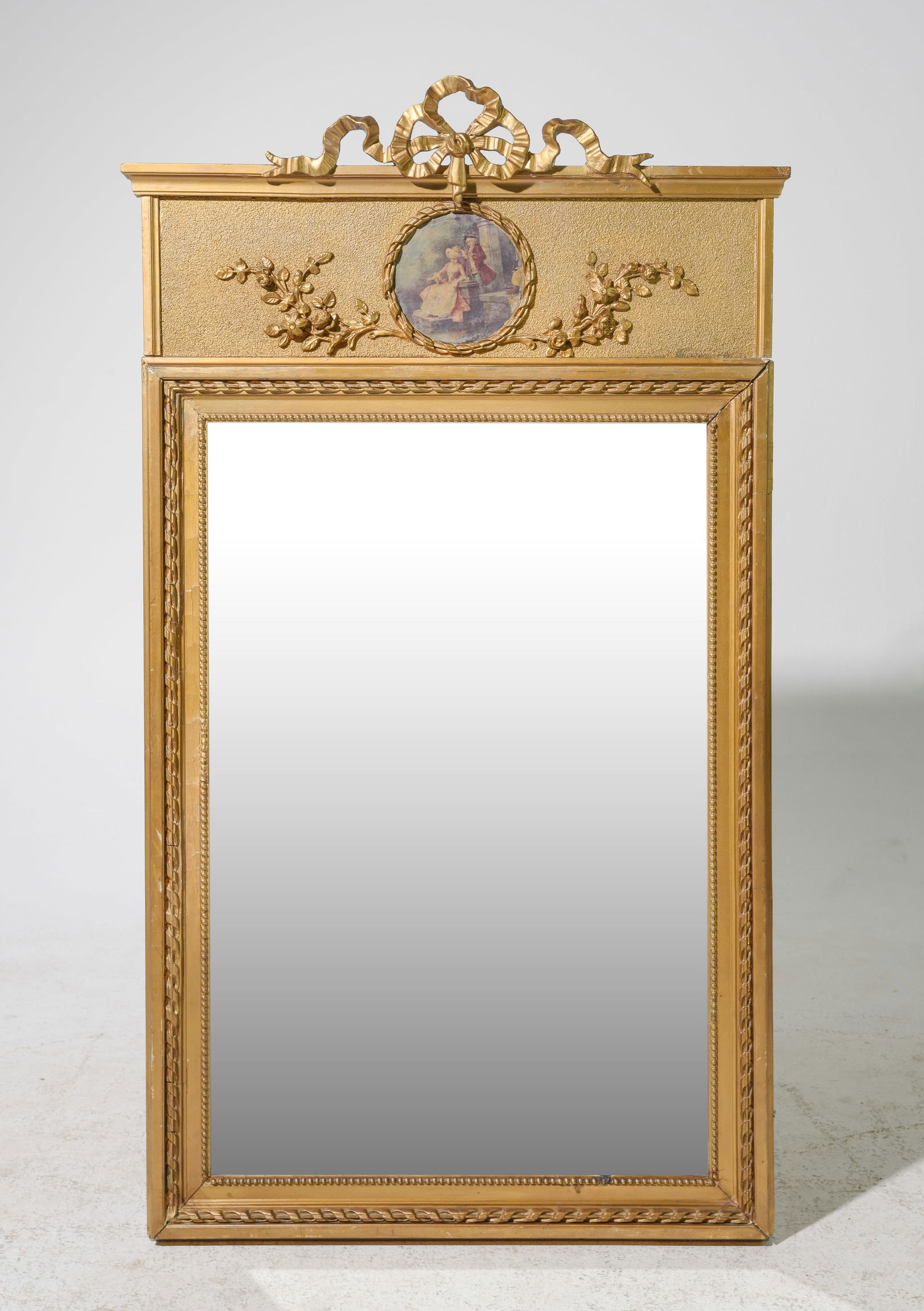 Louis XVI Style Gold Painted Trumeau Mirror (1 of 5)