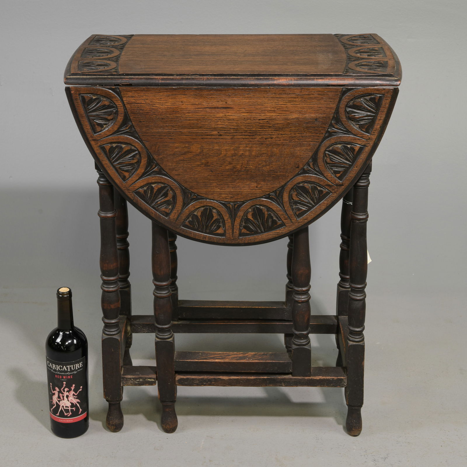 British Carved Oak Barley Twist Table (1 of 3)