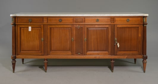 Louis XVI Style White Marble Top Sideboard #2