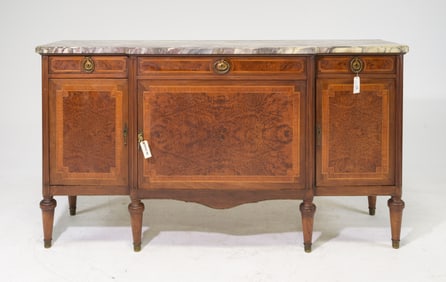 Louis XVI Style Marble Top Walnut Sideboard