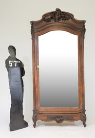 Louis XV Style Single Mirror Door Armoire