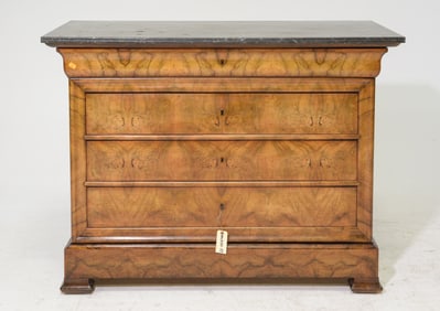 Louis Philippe Style Grey Marble Top Chest