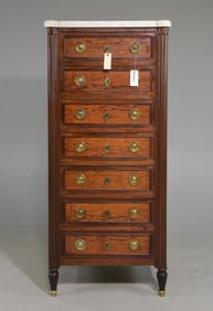 Louis XVI Style White Marble Top Semaniere