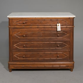 Faux Bamboo White Marble Top Chest