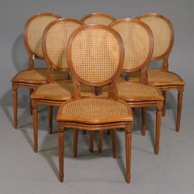 Louis XVI Style Set of 6 Caned Dining Chairs
