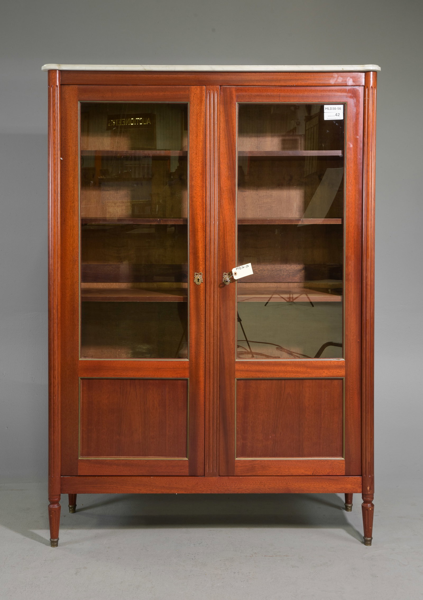 Louis XVI Style White Marble Top Bookcase (1 of 7)