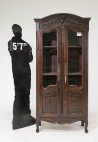 Louis XV Style Dark Oak Bookcase / Cabinet