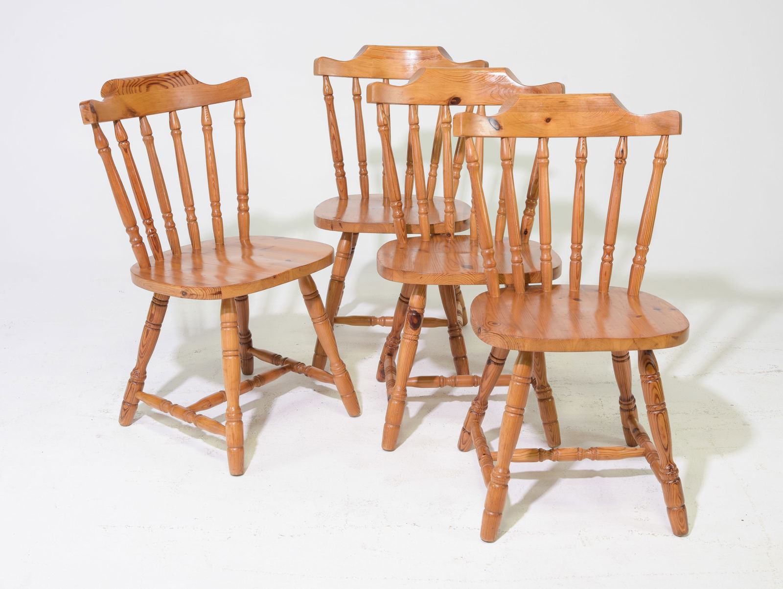 British Pine Set of 4 Dining Chairs c.1960's-70's (1 of 4)