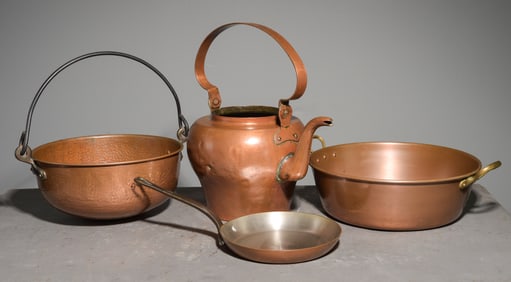 4pcs Assorted French Copper Pots / Pans