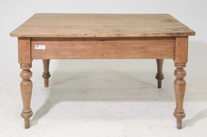 British Rustic Pine Turned Leg Farmhouse Table