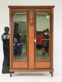 Louis XVI Style Double Mirror Door Armoire