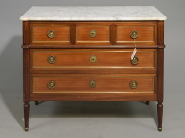 Louis XVI Style White Marble Top Chest