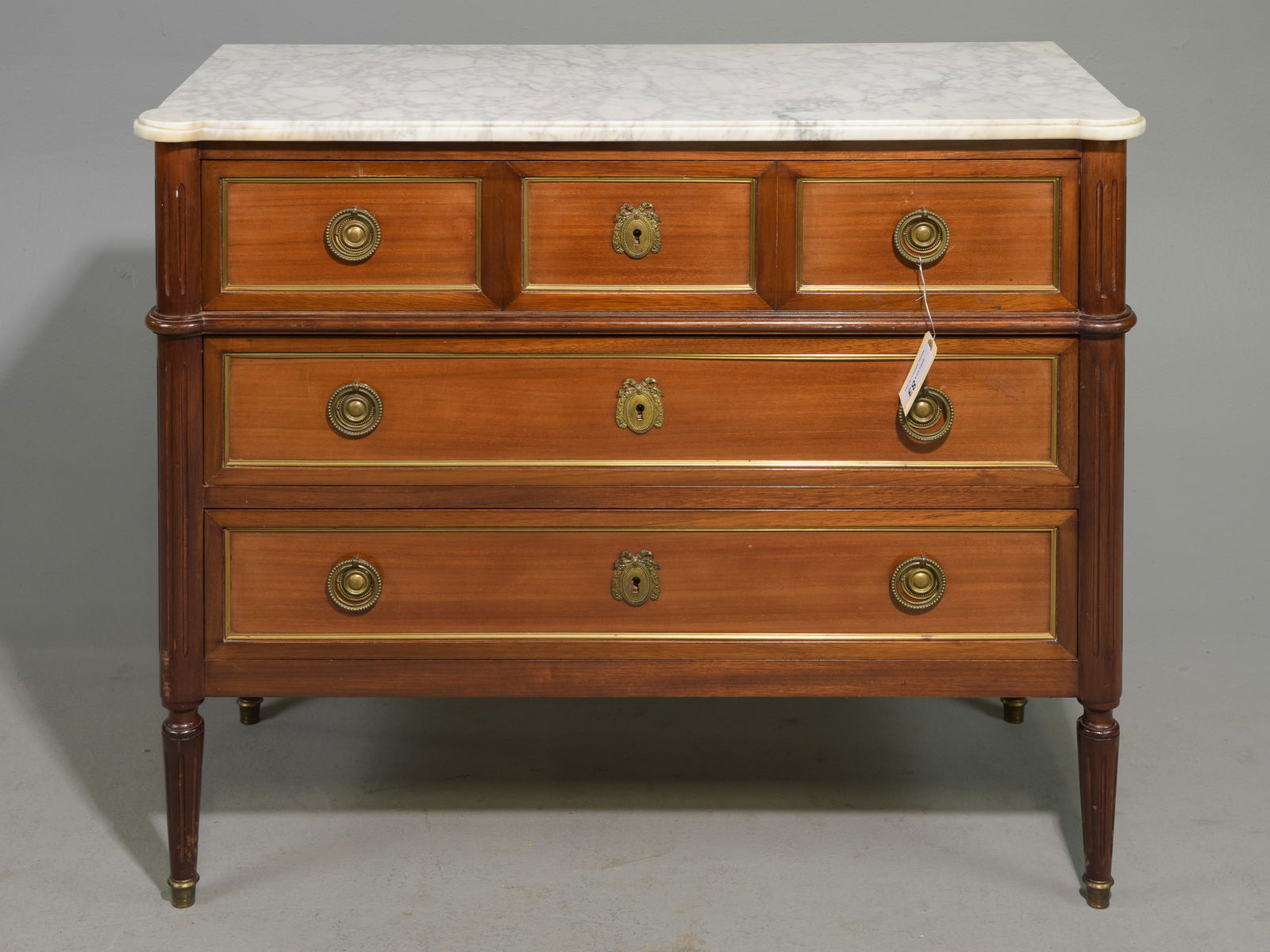 Louis XVI Style White Marble Top Chest (1 of 5)