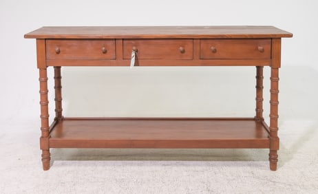 Faux Bamboo Three Drawer Hall Table / Console