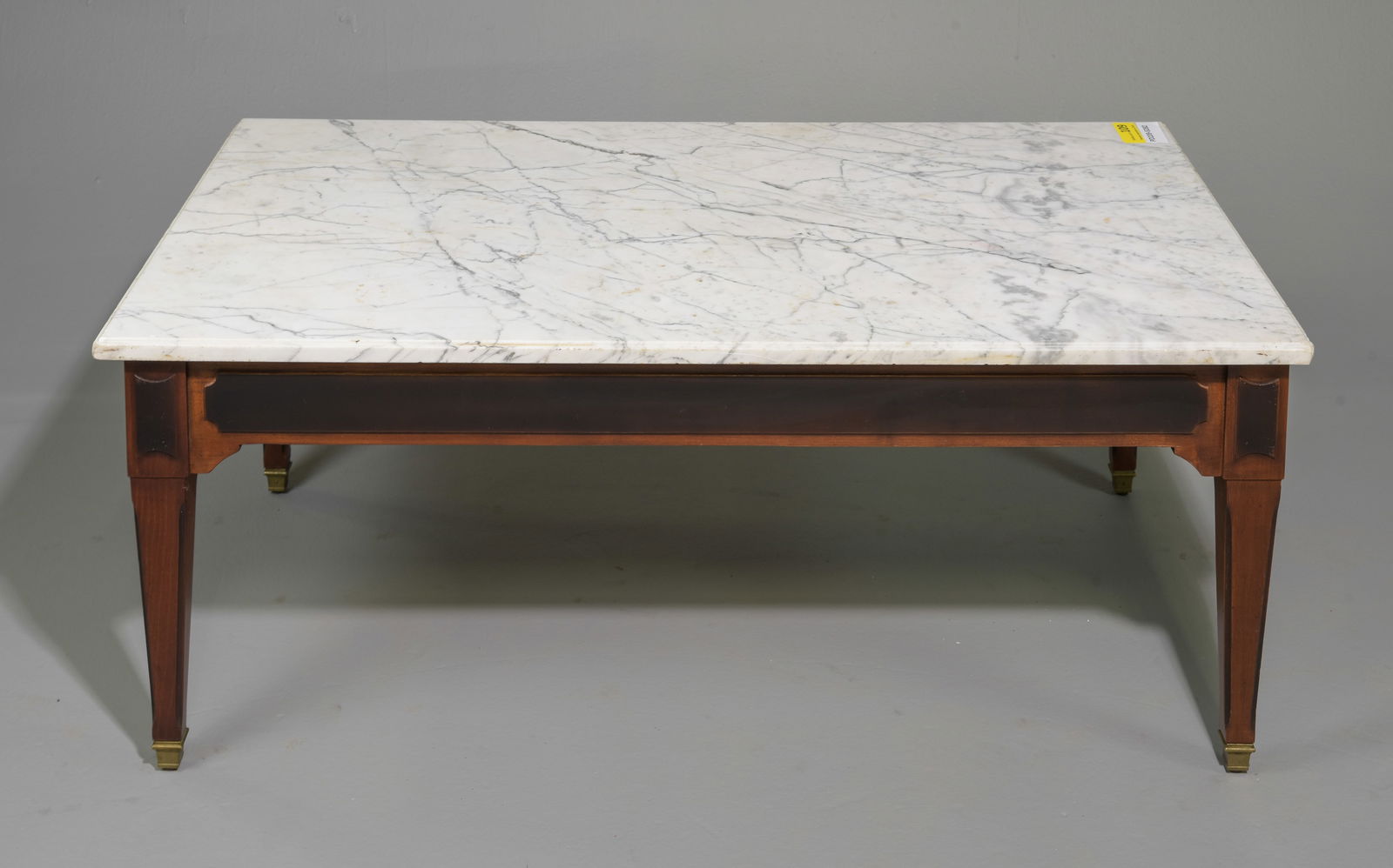 French Mahogany White Marble Top Coffee Table (1 of 3)