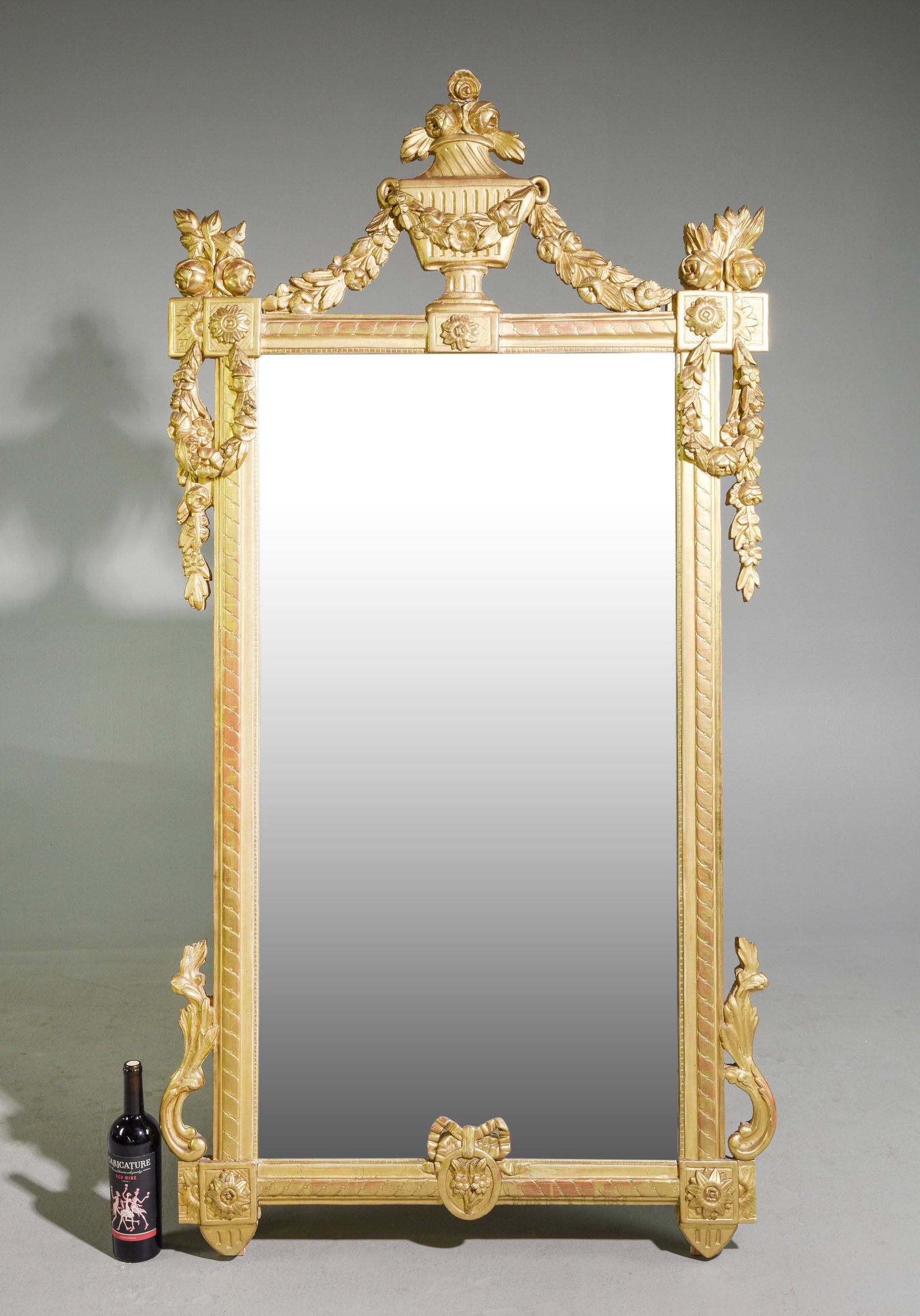 French Louis XVI Style Gold Framed Mirror: French Louis XVI Style Gold Framed Mirror - 72 in tall x 37 x 2.5