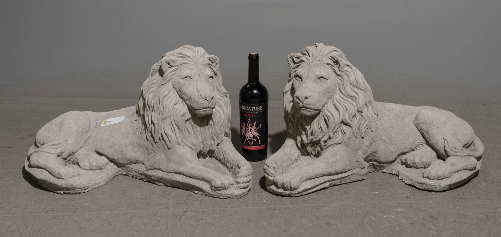 Two Cast Stone / Concrete Resting Lions (1 of 4)
