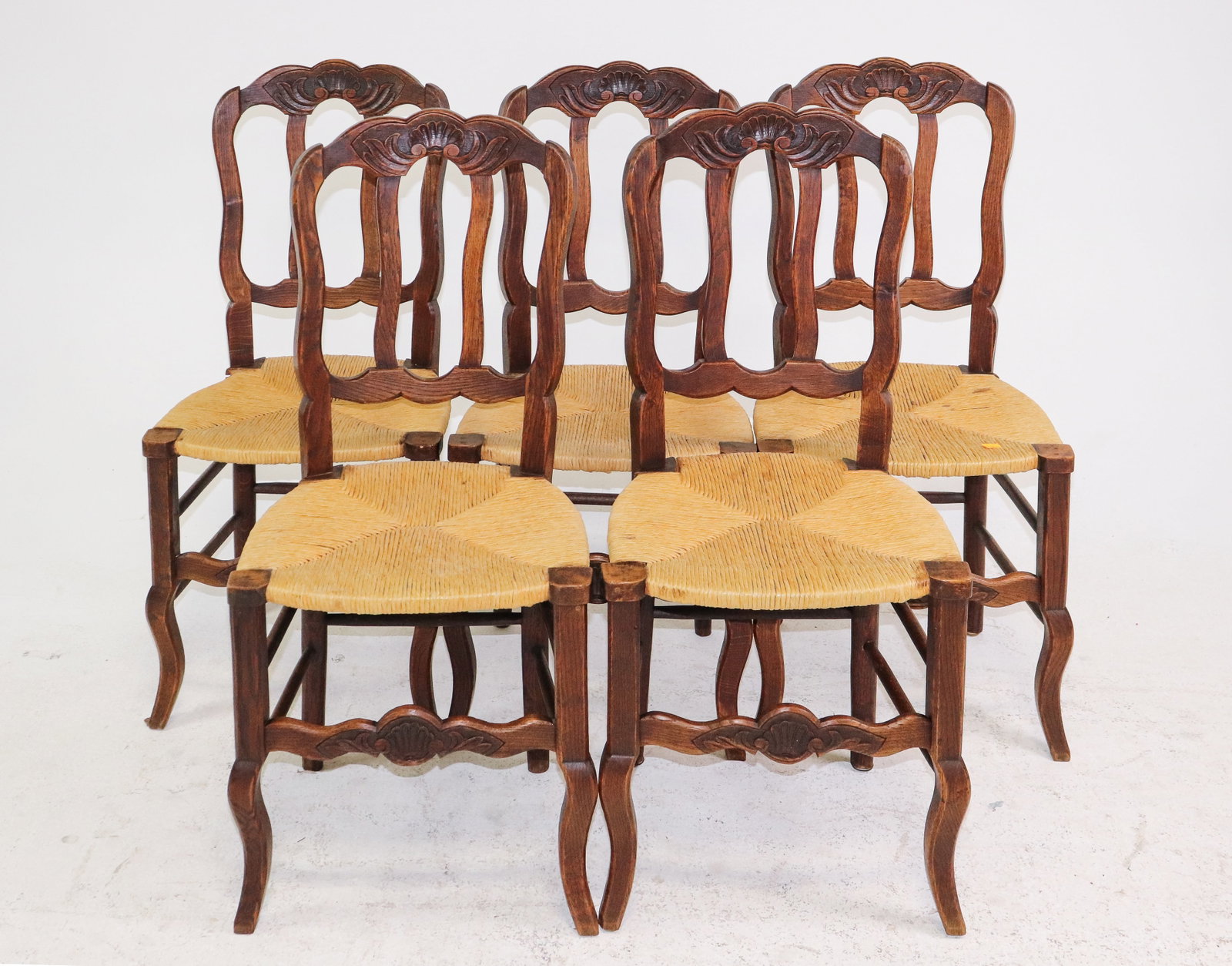Louis XVI Style Set Of 5 Dining Chairs: French Louis XVI Style Set Of 5 Dining Chairs - 37.5 in tall x 17.5 x 16, seat height is 18 in
