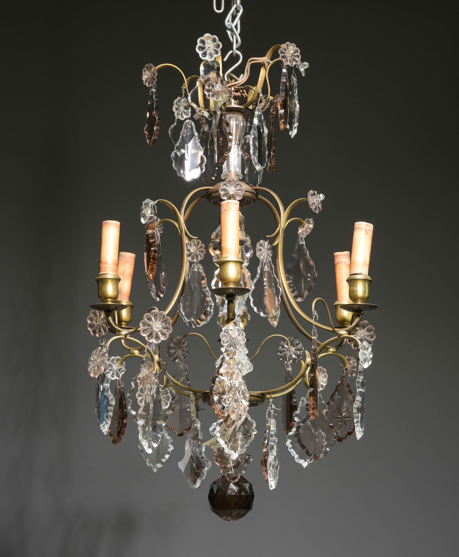 Danish Metal & Glass Chandelier: Danish Metal & Glass Chandelier - 23 in tall x 18 inch diameter