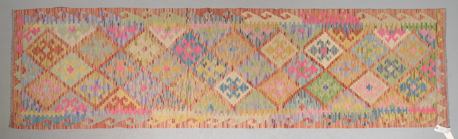 Hand Knotted Kilim Runner Rug - 10' X 2'1: Hand Knotted Kilim Runner Rug - 10' X 2'1