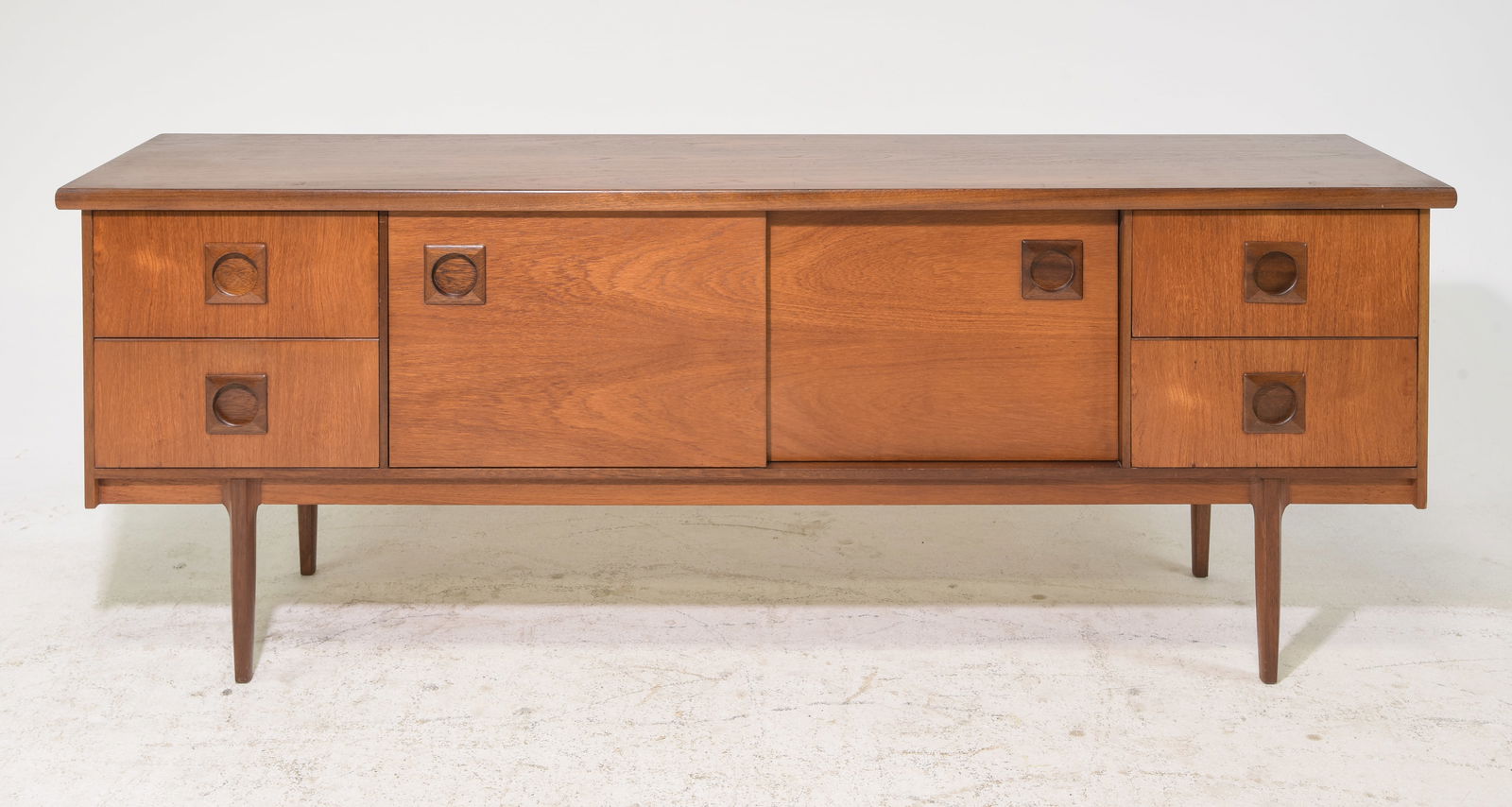 Mid Century Modern Sliding Door Sideboard: Danish Modern Style Sliding Door Sideboard / Credenza - 29 in tall x 78.5 x 18