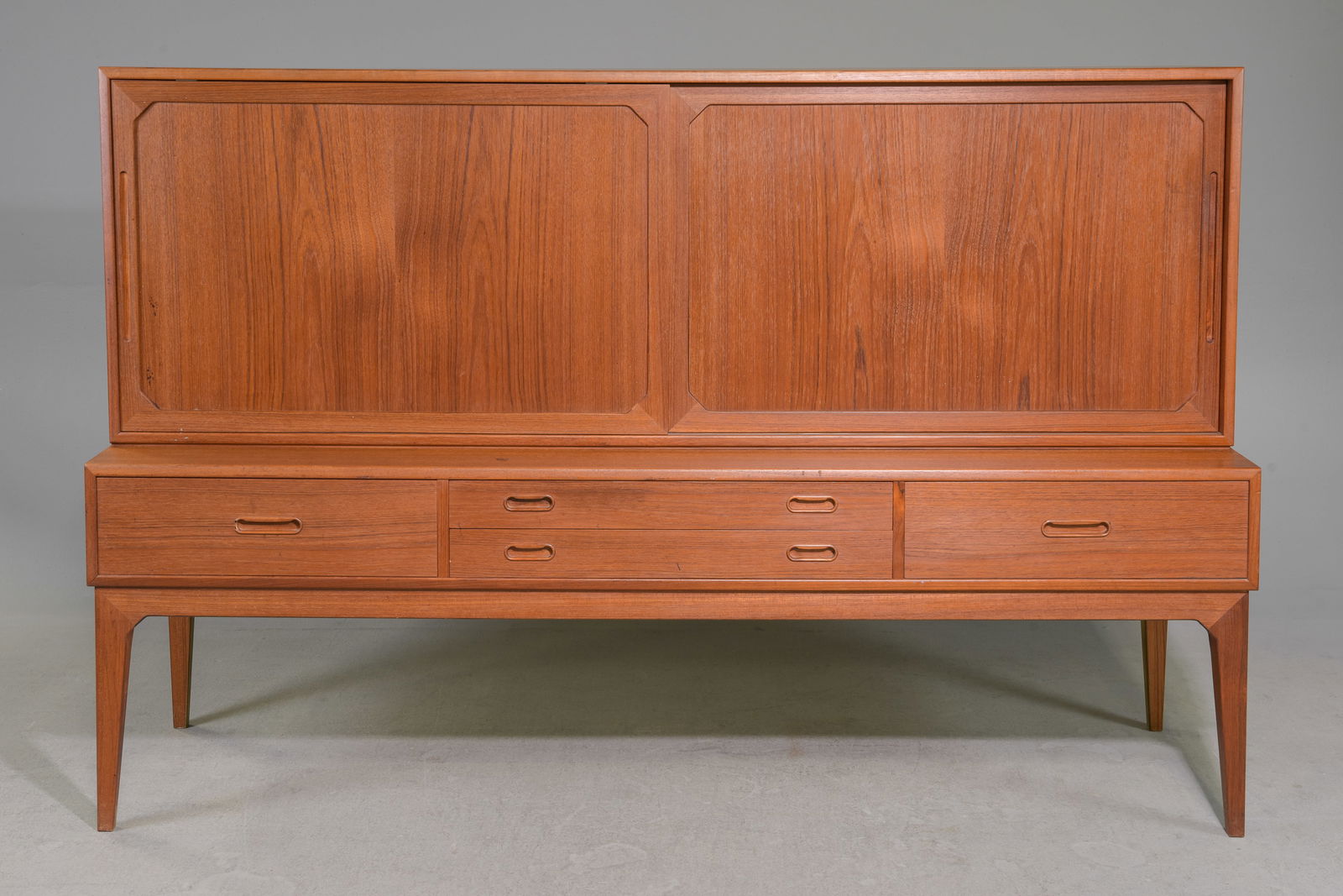 Scandinavian Kai Kristiansen Cocktail Cabinet: Scandinavian Mid Century Modern Kai Kristiansen Cocktail Cabinet / Highboard for Schou V Andersen Mobelfabrik - 49 in tall x 75 x 21