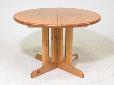 Scandinavian Round Pine Table with Leaf