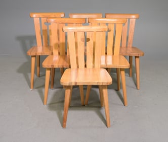 Scandinavian Set of 6 Pine Dining Chairs