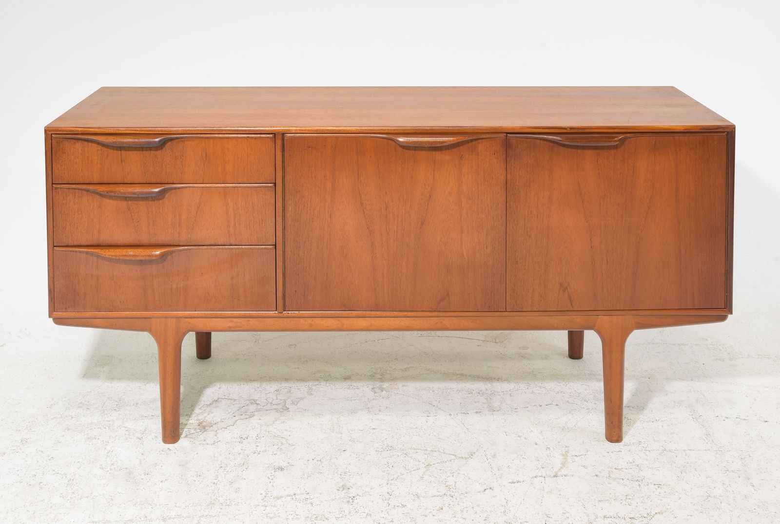 Mid Century Sideboard by McIntosh - "Dunvegan / Moy" #1: This Danish Modern Style Teak Credenza / Cocktail Sideboard with folded handles is made by Scottish Mid Century Modern Furniture Maker McIntosh. It was designed by Tom Robertson, it is the Short "Dunv