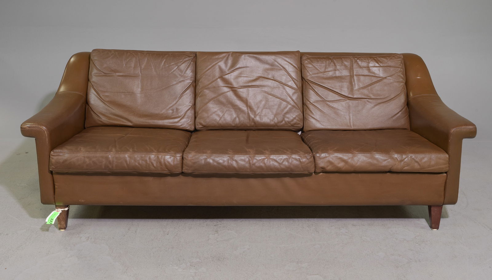 Danish Modern Leather Three Seater Sofa (1 of 8)