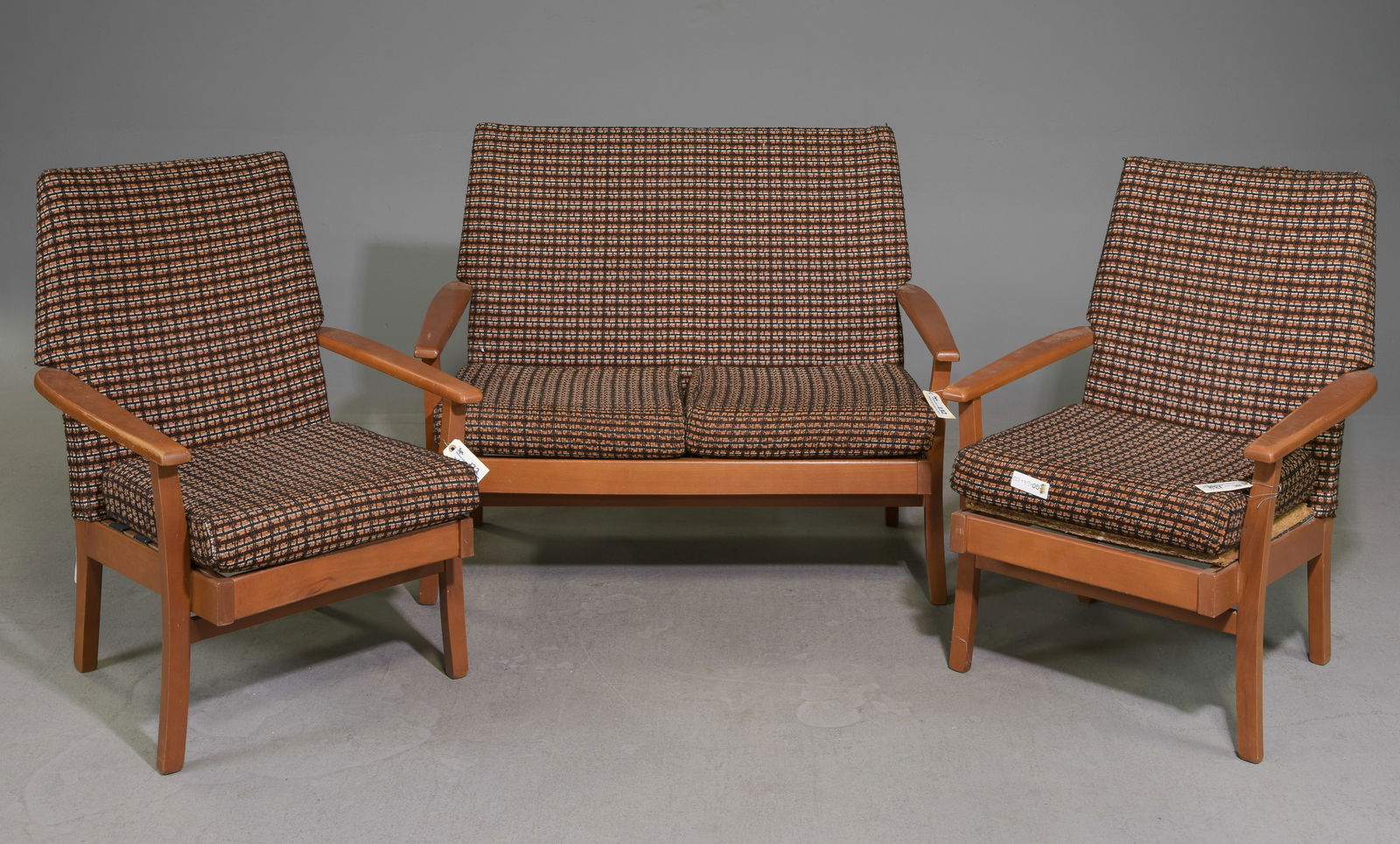 3pc Mid Century Modern Sofa Set - Settee & 2 Chairs (1 of 6)
