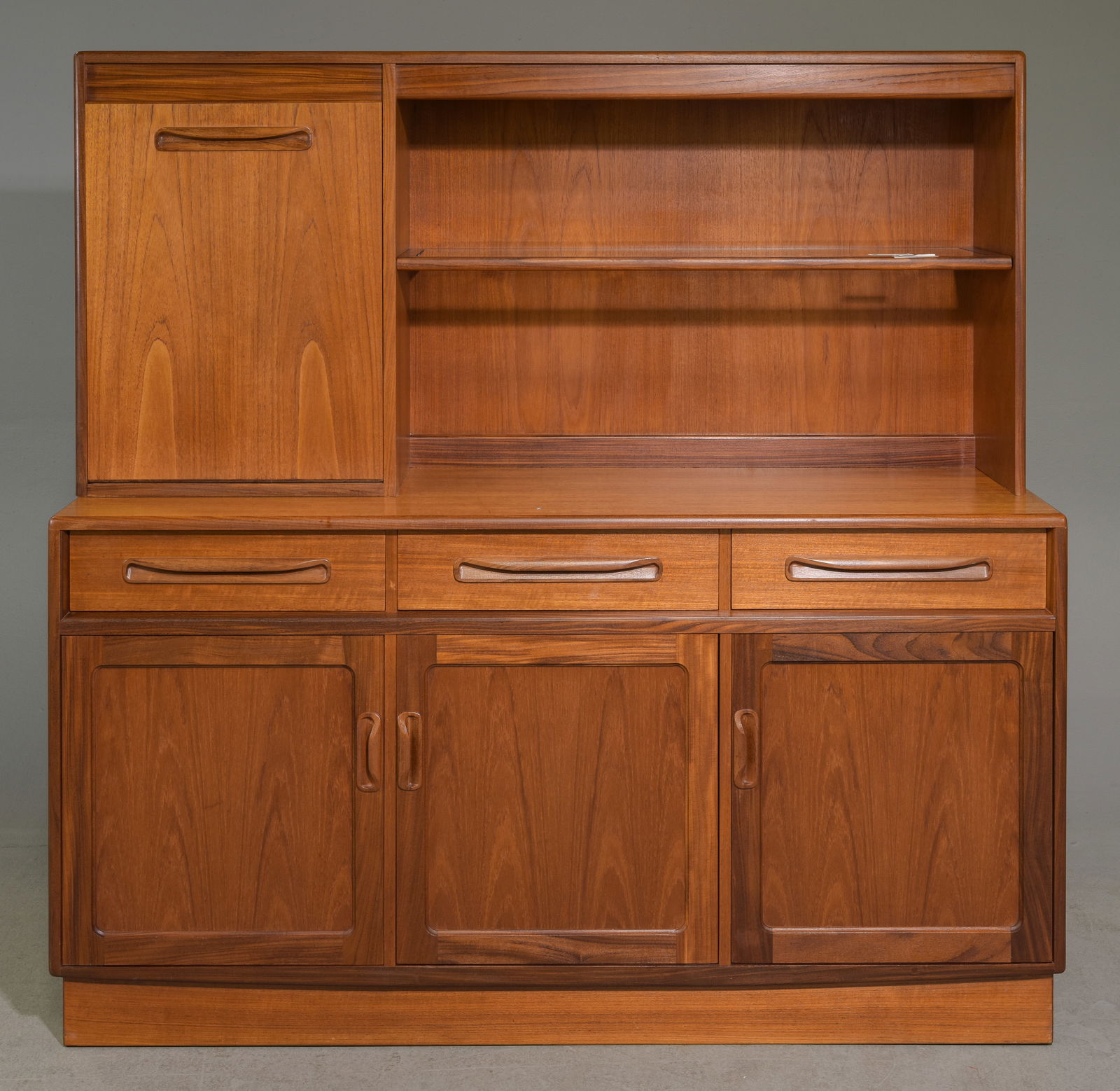 Mid Century Modern Cocktail Cabinet - Gplan: Danish Modern Style Cocktail Cabinet / Wall Unit by British Furniture Maker G-Plan - 55.5 in tall x 56.5 x 17.5