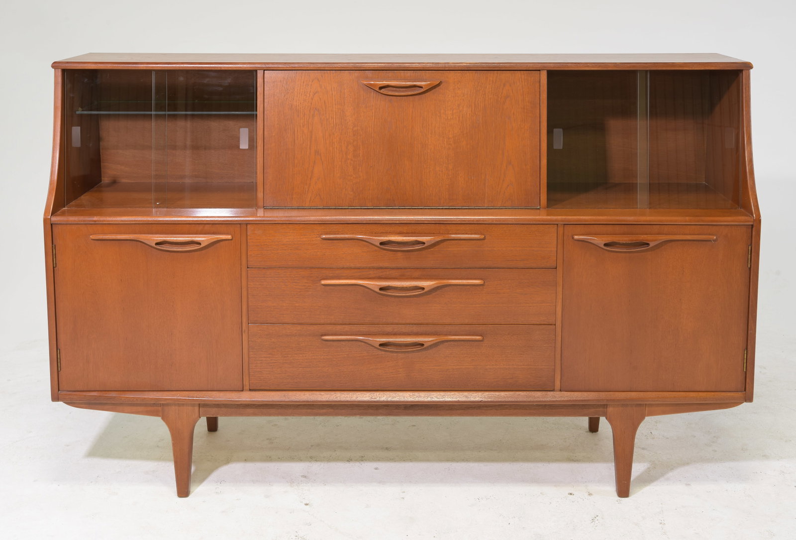 Mid Century Drop Front Cocktail Cabinet by Jentique: Danish Modern Style Cocktail Cabinet / Sideboard made by British Maker Jentique - 41.5 in tall x 65.5 x 18