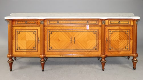 Louis XVI Style White Marble Top Sideboard