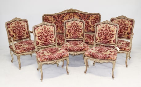 5pc Louis XV Style Painted Salon Suite