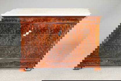 Louis Philippe Style White Marble Top Chest