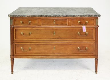 Louis XVI Style Grey Marble Top Chest