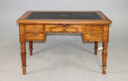 Louis Philippe Style Walnut Leather Top Desk