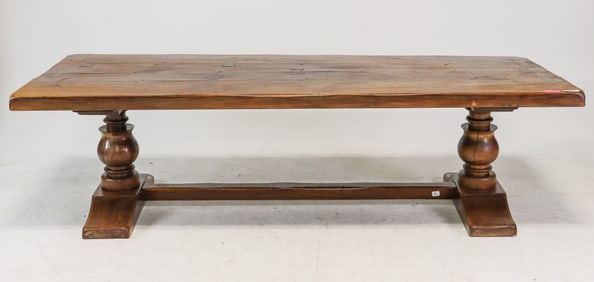 French Solid Oak Trestle Base Monastery Table