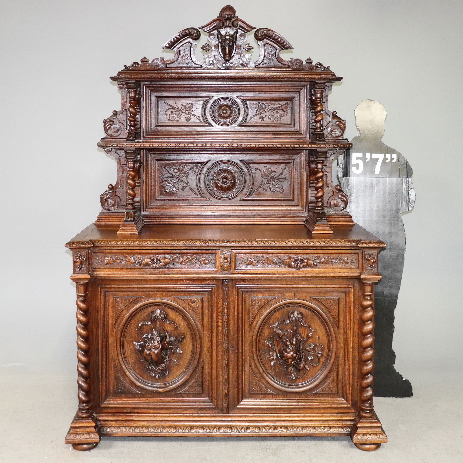 Louis XIII Style Carved Oak Server / Buffet (1 of 15)
